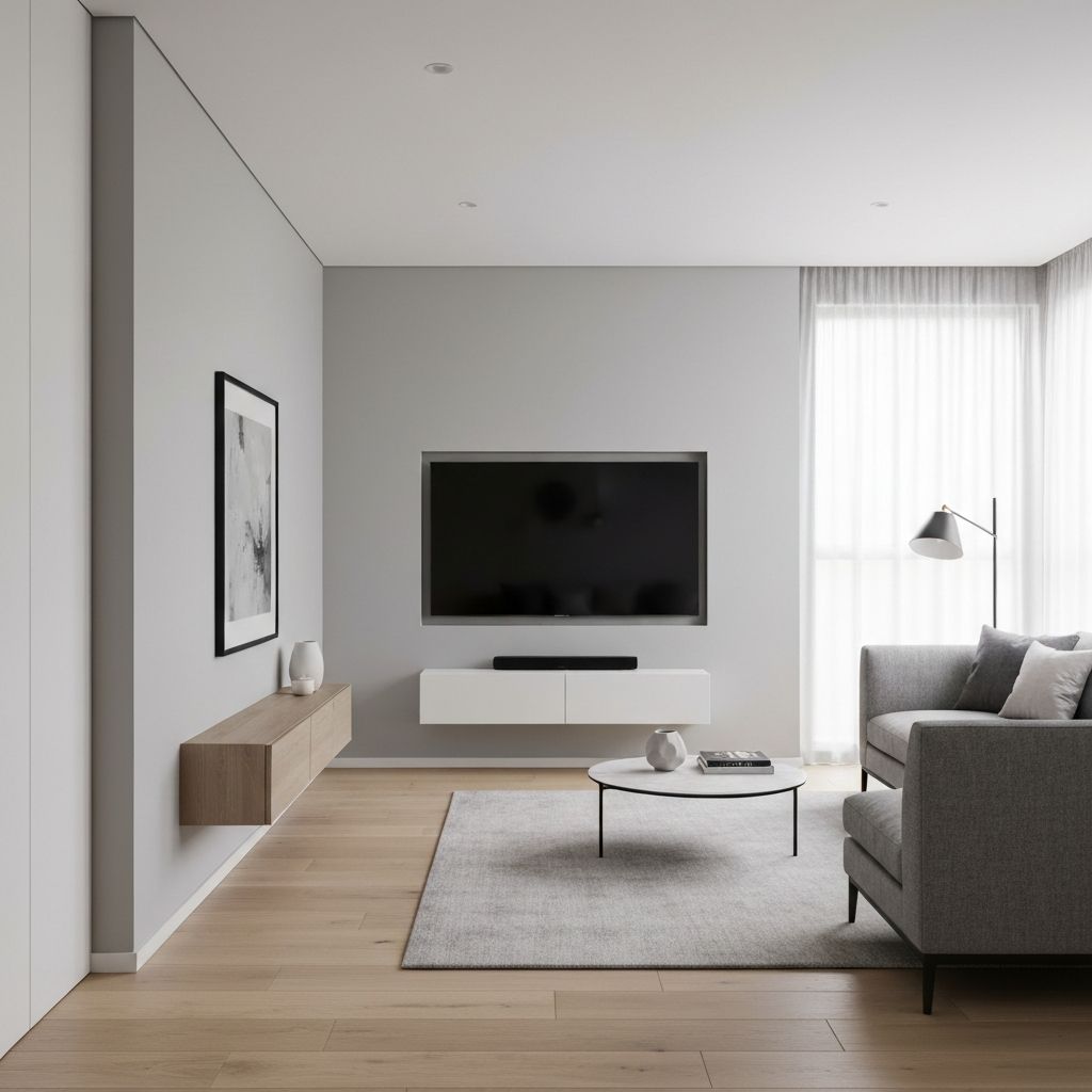 Modern Melbourne living space with integrated wall-mounted TV